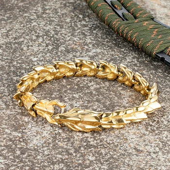 Viking Dragon Chain Bracelet - Oxidized Stainless Steel 4