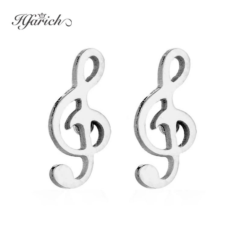 Hfarich нержавеющая сталь индивидуальность музыкальный серьга с нотами серьги