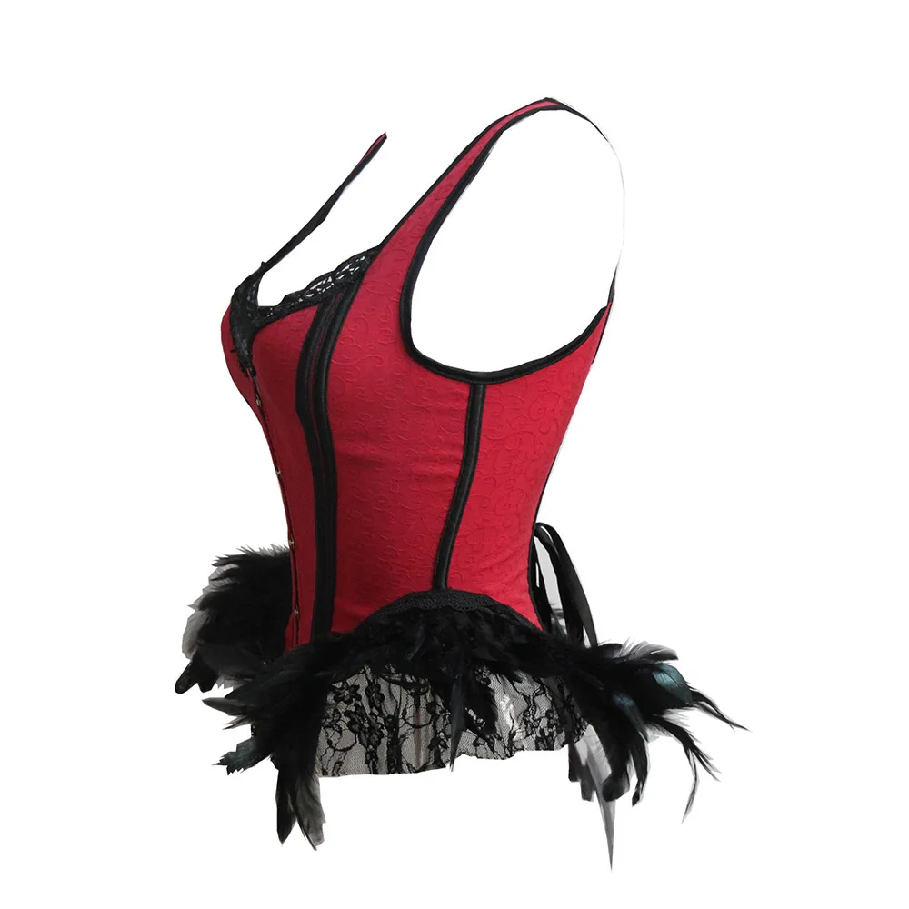 Готические сексуальные корсеты с перьями женское черное кружевное белье
