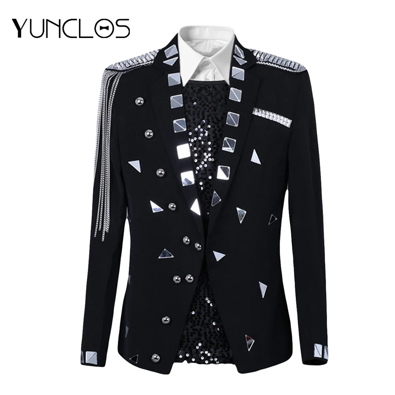 

Мужской блейзер с кисточками и линзами yunвода, приталенный, для свадьбы, для выступлений, для выступлений