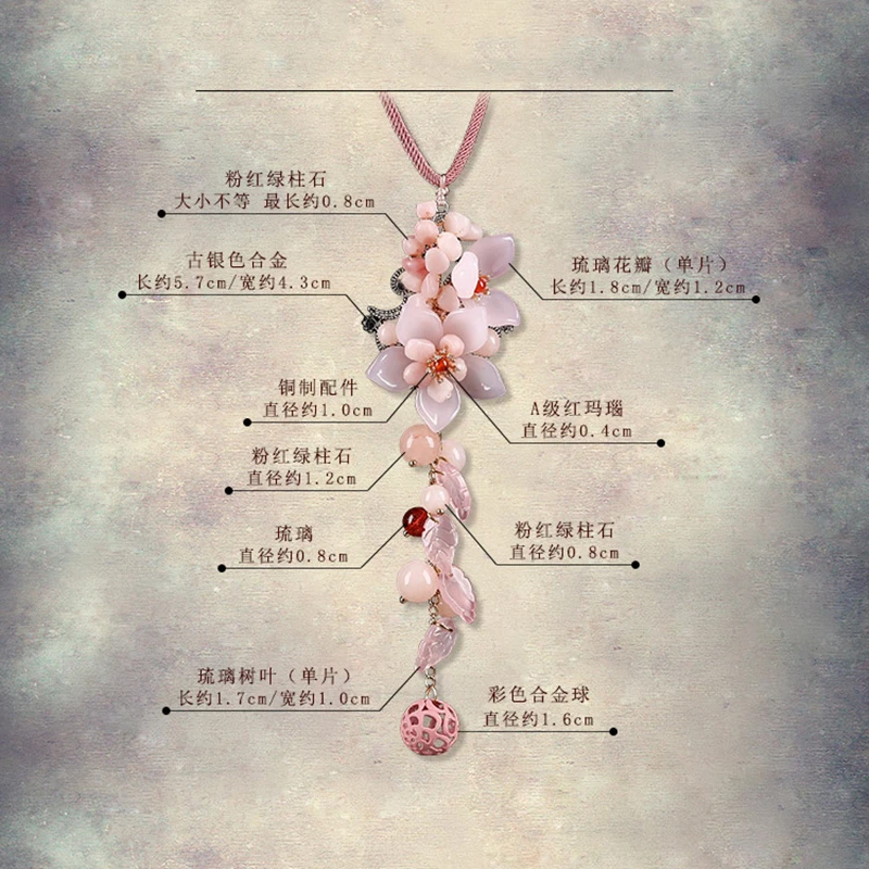 

Vintage Ethnic Natural Stone Pendant Necklace for Women and Girls Long Sweater Chain Adjustable Jewelry Gift Souvenir girl