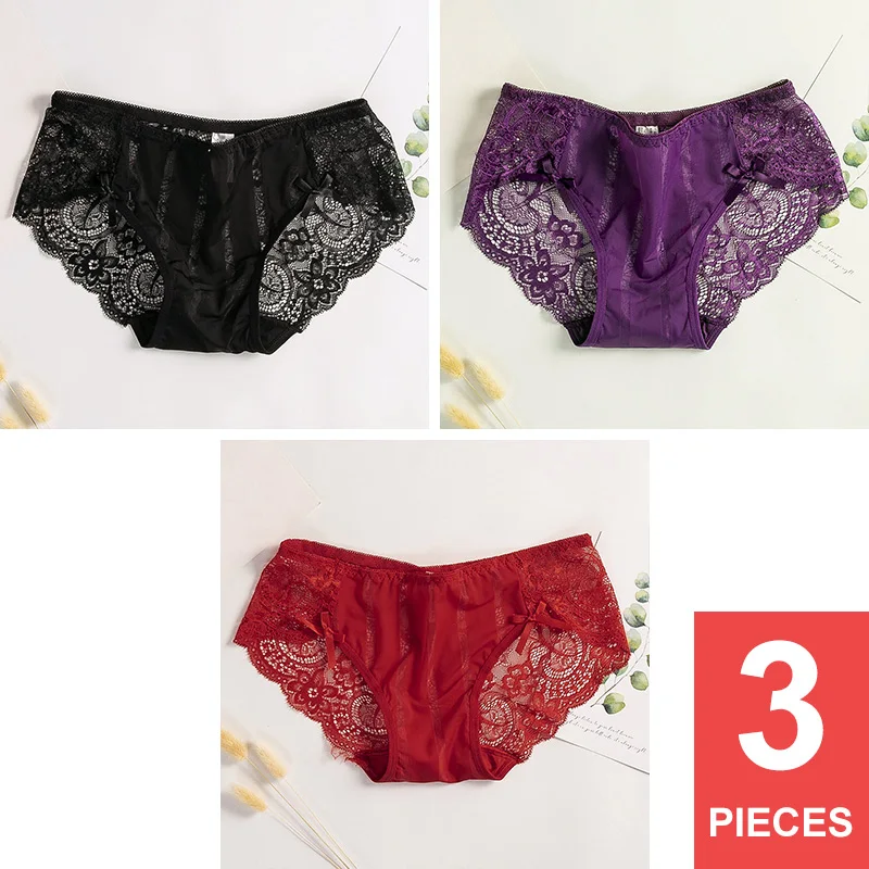 BlackPurpleRed Perfering трусики, сексуальные кружевные трусики, женские трусы, нижнее белье для девушек, Прозрачное Бикини для девочек, трусики M L XL - Цвет: BlackPurpleRed