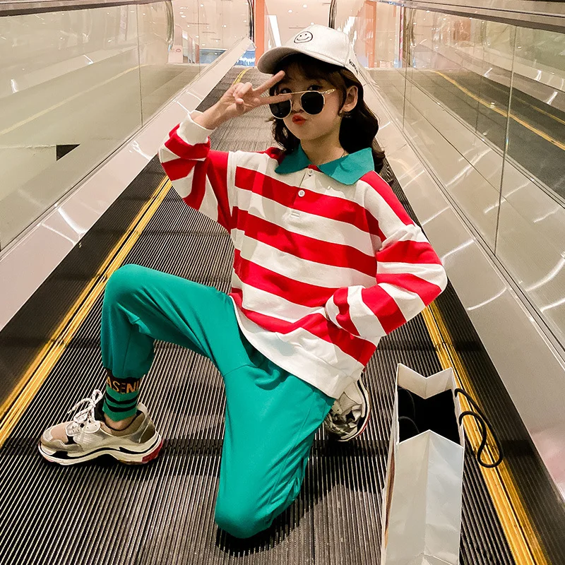 

Осенняя одежда для маленьких девочек, эксклюзивная Одежда для девочек, комплект одежды для девочек-подростков, Детская рубашка с длинным ру...