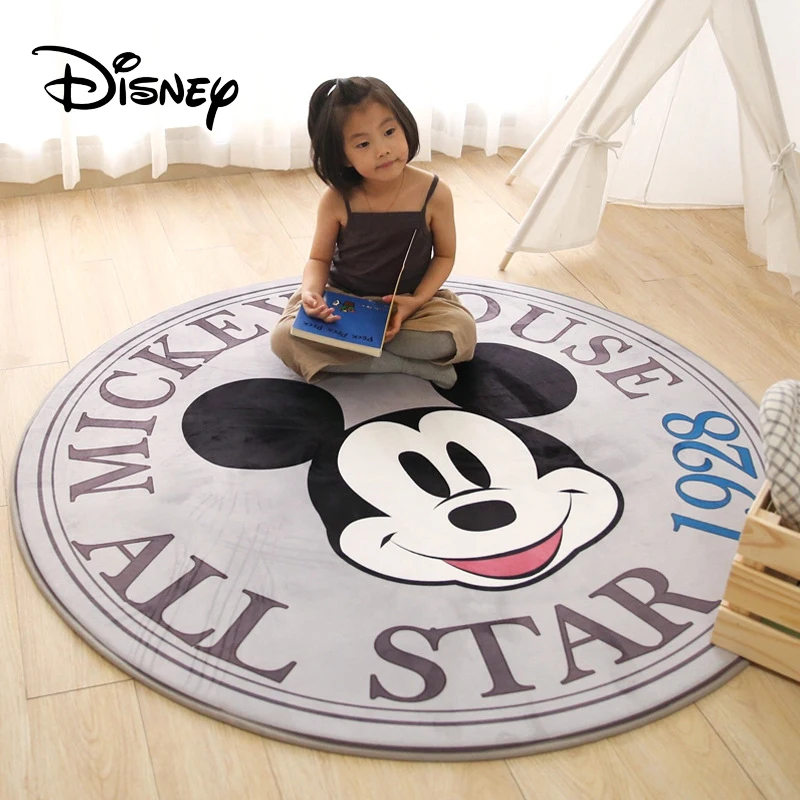 

Disney Children Cartoons Mat Slow Rebound Baby Play Mat Mickey Mouse Round Carpet Crystal Velvet Newborn Washable Creeping Mat