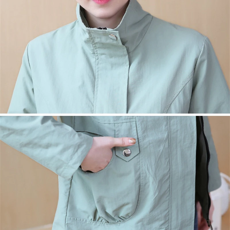 

Women Jacket New 2020 Spring Autumn Long Sleeve Casual Basic Jackets Windbreaker Female Zipper Pockets Coat Outerwear Top R580