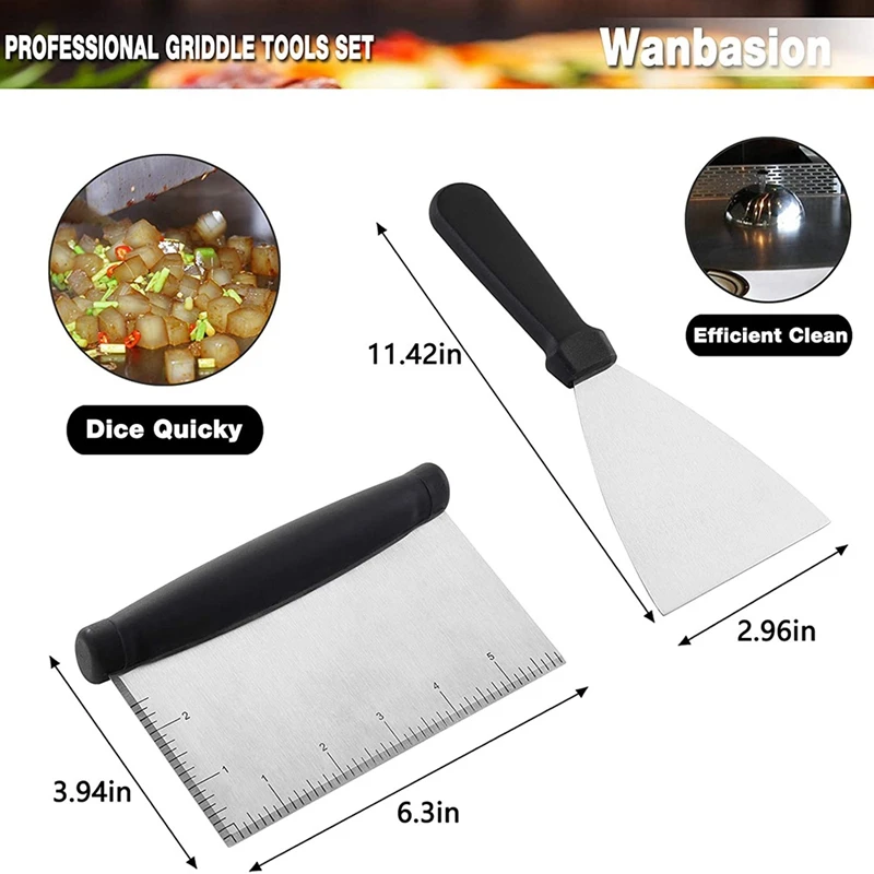 

BBQ Griddle Accessories Set, BBQ Griddle Accessories Kit with Heavy Duty Scraper Spatula Turner and Bottles
