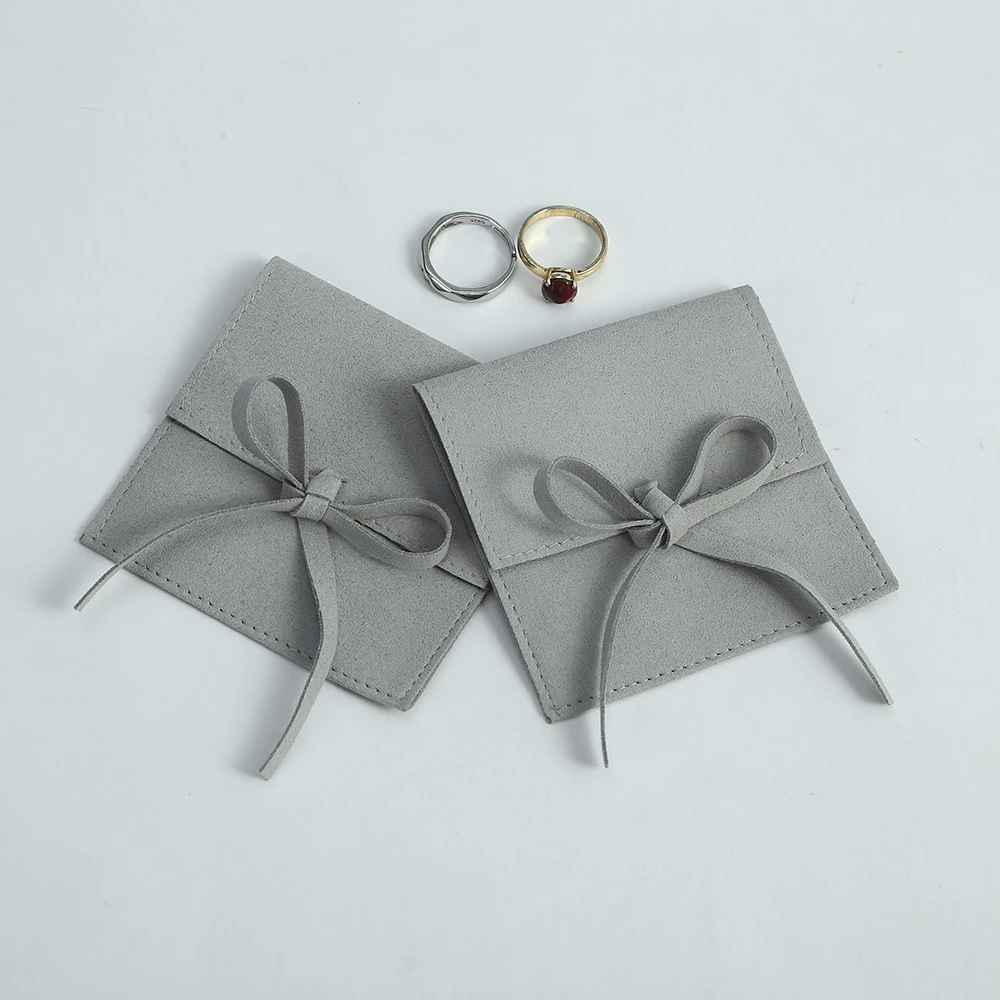 

10pcs Grey Microfiber Jewelry Bag Custom Size Print Logo Jewelry Packing Display Small Ponches For Jewelry Packing Organizer