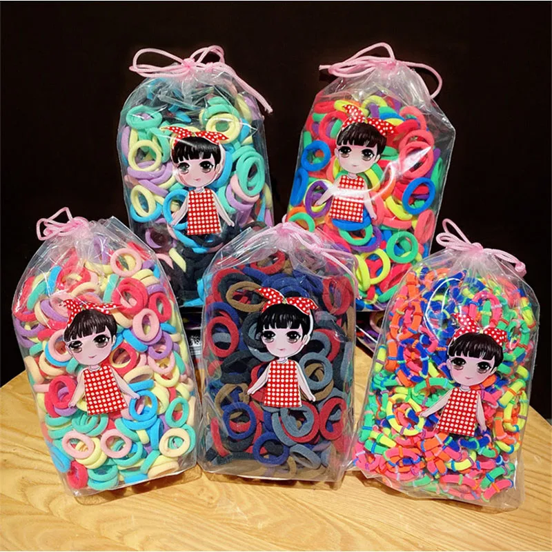 

100pcs Elastic Hair Bands for Girls Basic Ponytail Holder Ties Scrunchies Children Nylon Rubber Rope Gum Women Hair Accessories