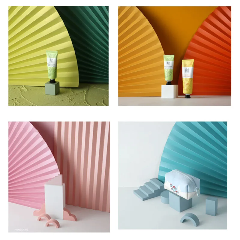 

Photo Studio Background Photo Props Folding Fan Cosmetic Photo Props Perfume Nail Polish Photography Background 64*35CM 17 Color