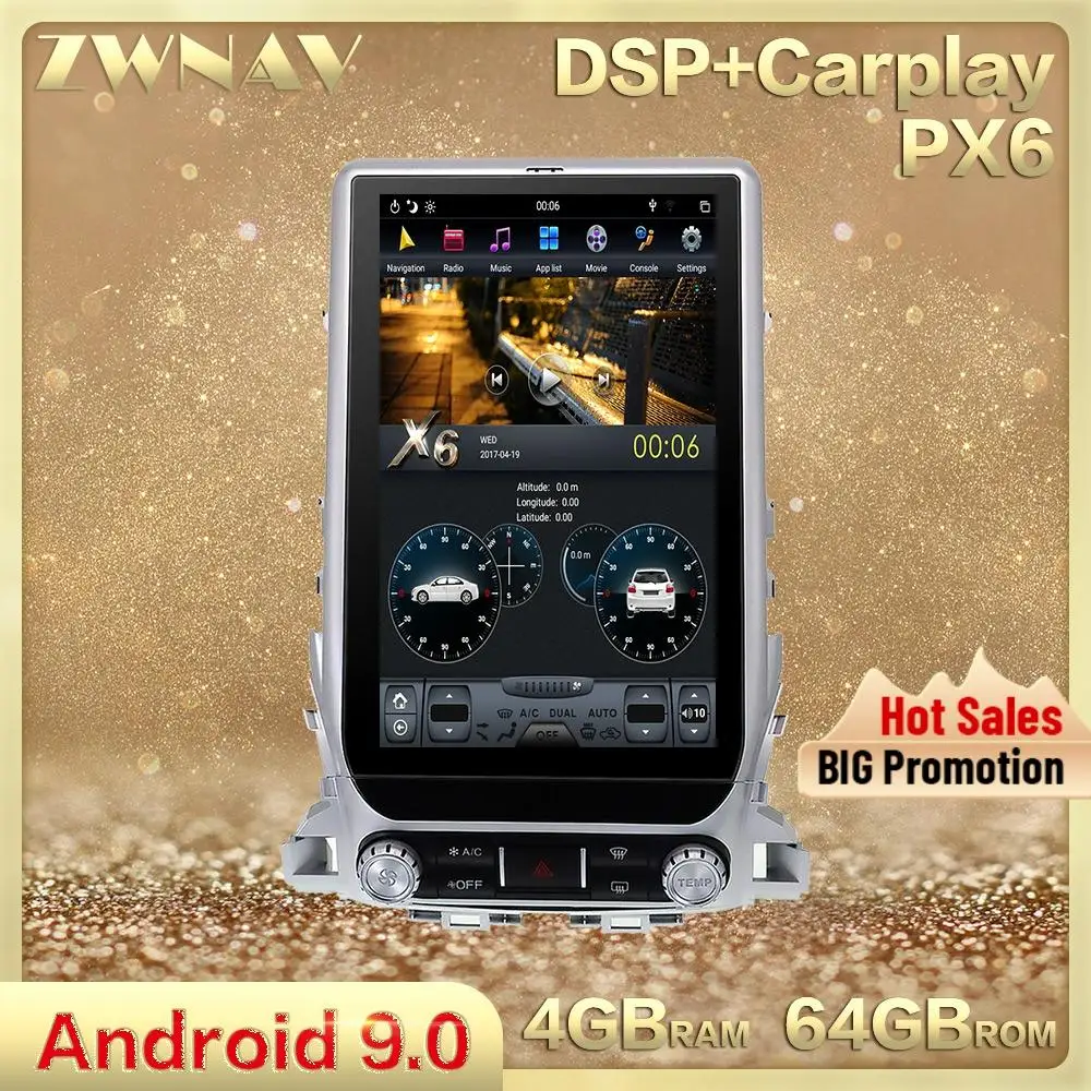 Автомобильный мультимедийный плеер 13 6 дюйма в стиле Tesla Android 9 0 GPS для TOYOTA LAND CRUISER