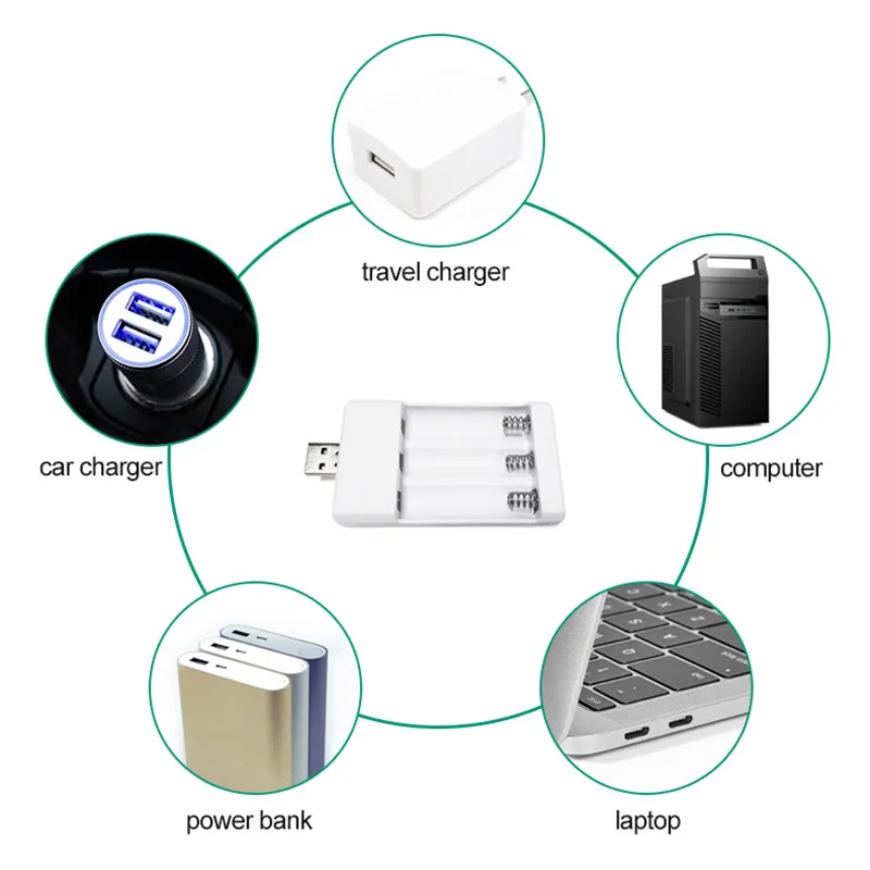 Зарядное устройство PUJIMAX для 3 аккумуляторов адаптер с USB разъемом зарядное