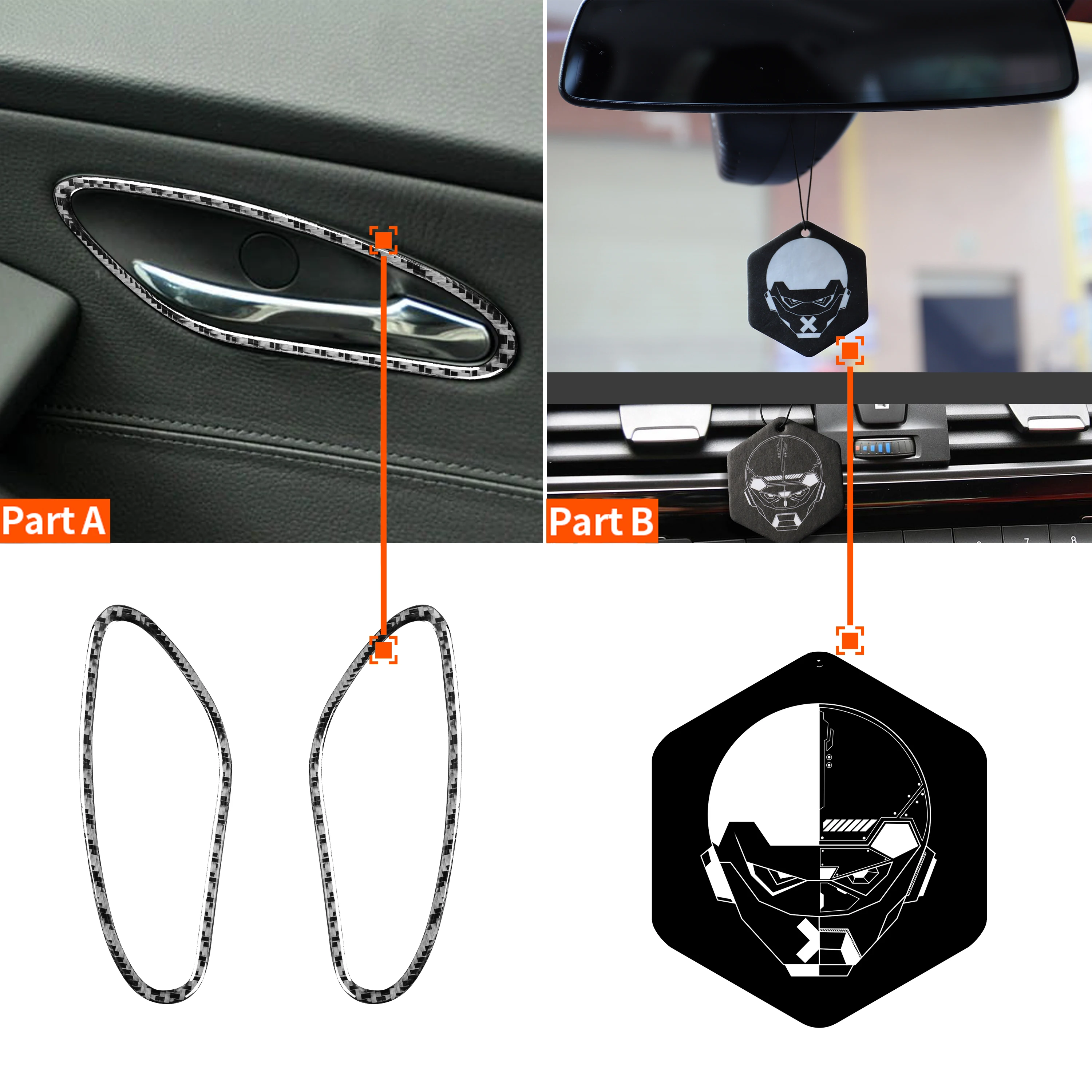 Для BMW 6 серии E63 E64 2004-2010 черные наклейки из углеродного волокна внутренняя