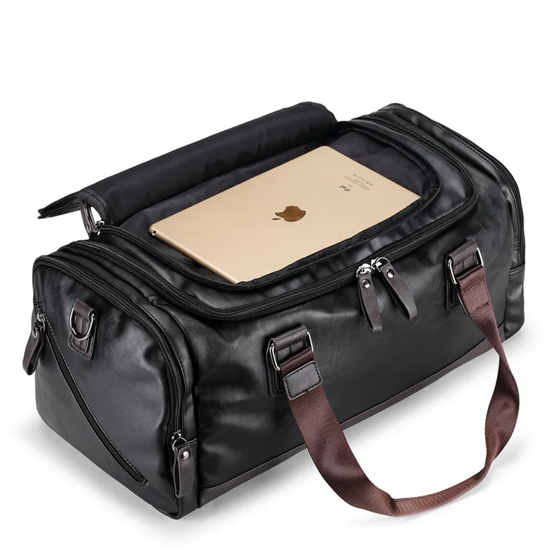 New Fashion Large Men's Travel Bag Leather Shoulder bags Brand Senior PU Leather Business Travel Handbag Shoulder bags 2019