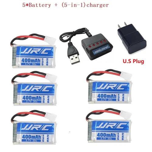 Зарядное устройство Lipo Батарея 3,7 v 400 мА/ч, 30C для JJRC H31/JJRC H43hw Дрон Li-Батарея JJRC H31 Lipo Батарея+(5in1) Кабель зарядного устройства 3/4/5 шт - Цвет: Тёмно-синий