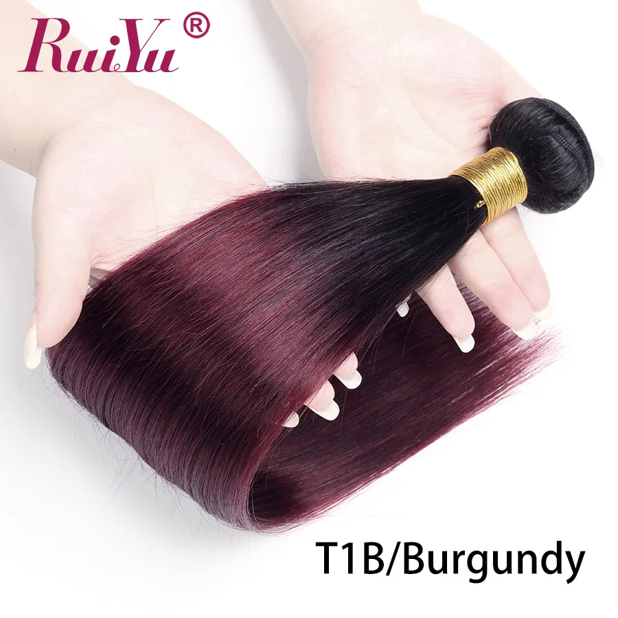 RUIYU предварительно цветные пучки волос 1b 99J бордовые бразильские прямые
