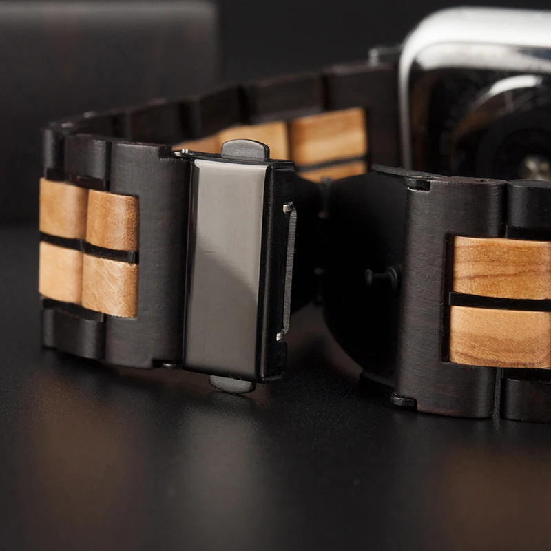 Сменный деревянный ремешок для часов Apple Watch 4 Band Series 1/2/3/4 браслет из нержавеющей