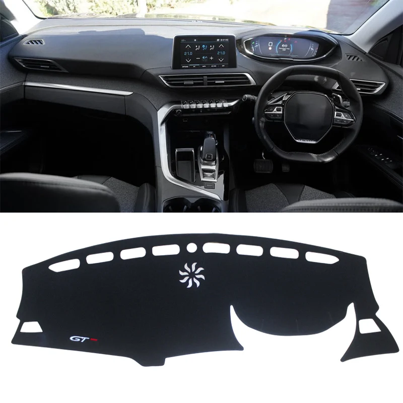 RHD Black Side Приборной панели автомобиля крышка коврики козырек от солнца Pad инструмент Панель Ковры Анти-УФ для peugeot 3008 5008 аксессуары - Название цвета: RHD Black Side