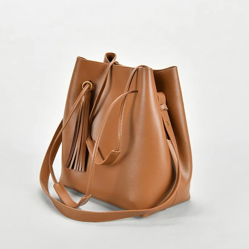 Модная женская сумка-ведро из спилка большой вместимости женские повседневные