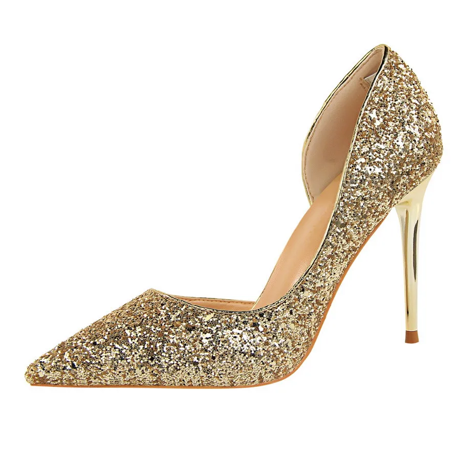 

Women Shoes High Heels Fashion Sequins Multicolor Sexy Pumps Party Ladies Shoes Thin Heels Brand Women Shoes DS-C0115