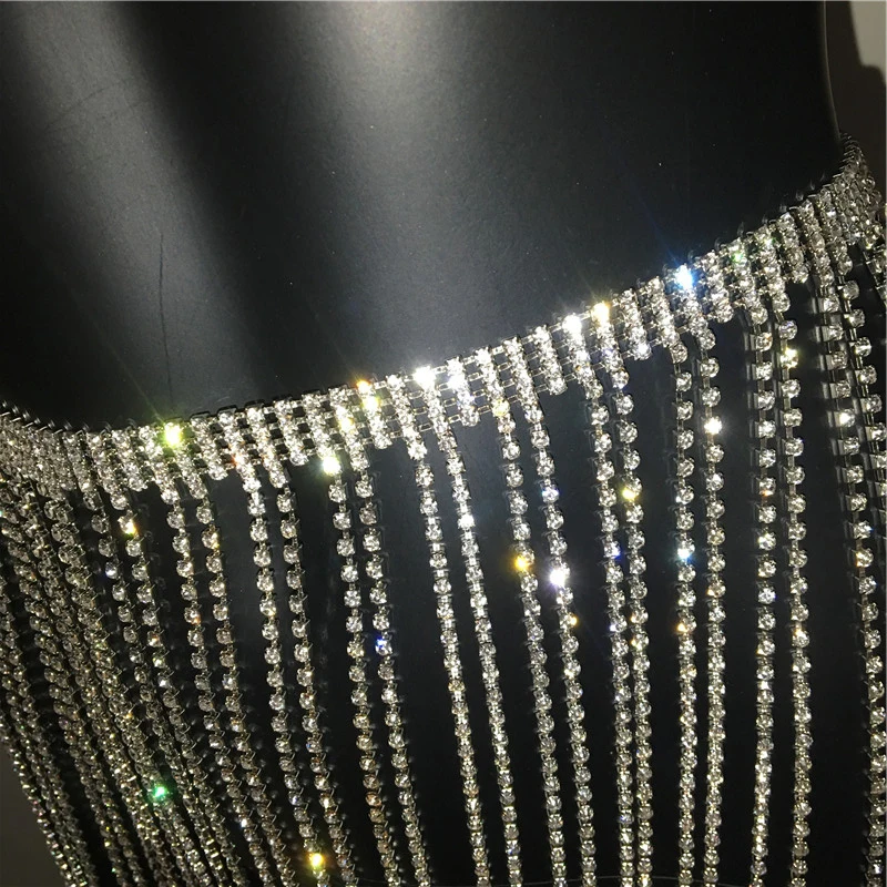 Серебристые сексуальные комплекты из 2 предметов многослойная металлическая