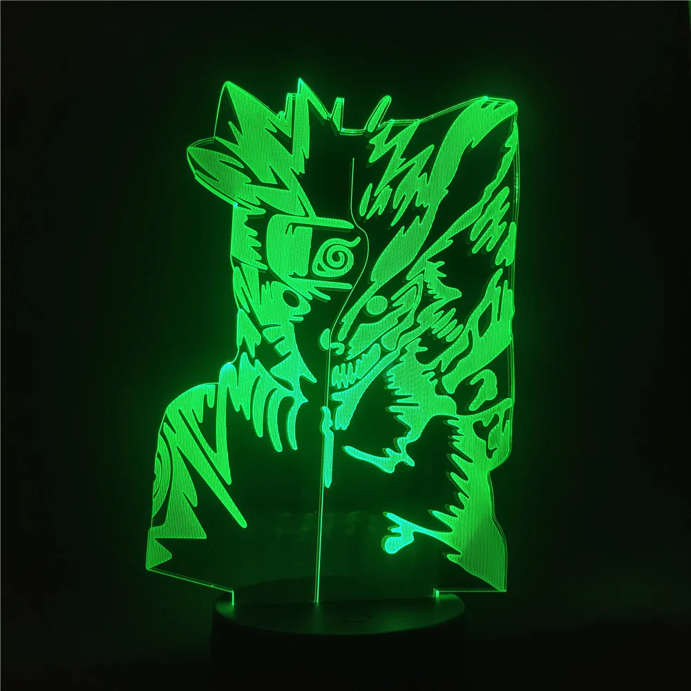 Наруто фигурка Узумаки и Курама светодиодный 3d светильник 7/16 цветов меняющий