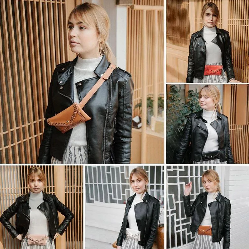 Женская поясная сумка с заклепками повседневная из искусственной кожи женские