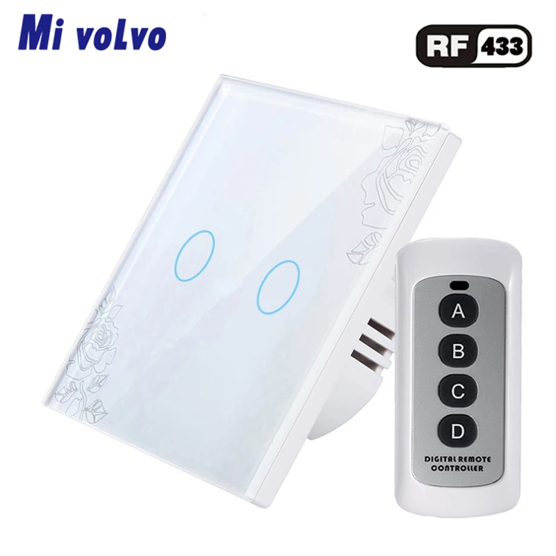 Сенсорный выключатель Mivolvo RF433 панель из закаленного стекла с беспроводным