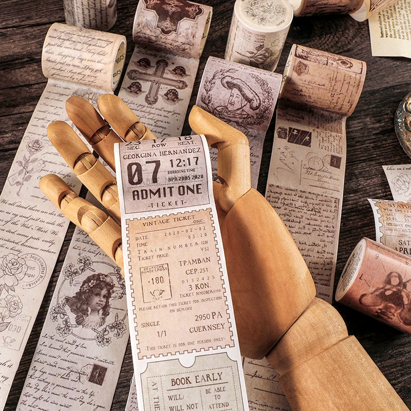 

Ретро Письмо билет заглушка дневник планировщик декоративные наклейки Винтаж Живопись Васи Лента Скрапбукинг DIY наклейки 5x300cm