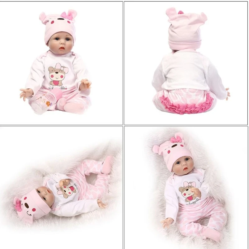 

2021 New 22 inches 55 cm Nurturing Dolls Lifelike Reborn Baby Full Silicone Toy