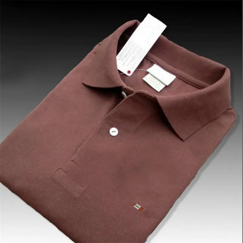 Brown XS-4XL, хлопок, новинка, летние мужские рубашки поло с коротким рукавом, повседневные однотонные мужские рубашки поло с отворотом, модные мужские футболки s - Цвет: Brown