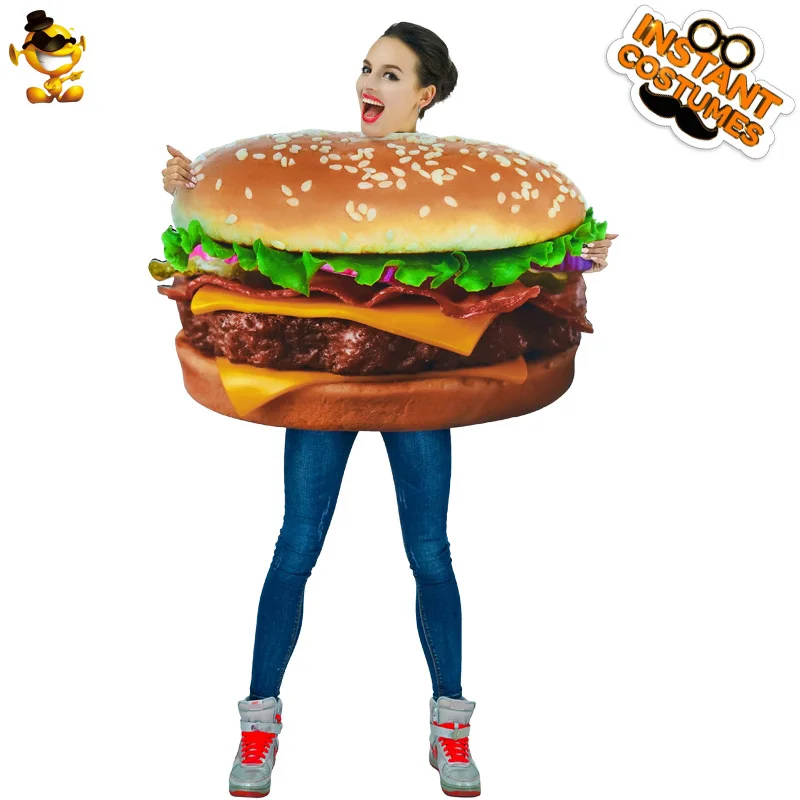 Женский смешной костюм гамбургера, костюм для ролевых игр, Мультяшные наряды для женщин, костюмы для косплея на Хэллоуин