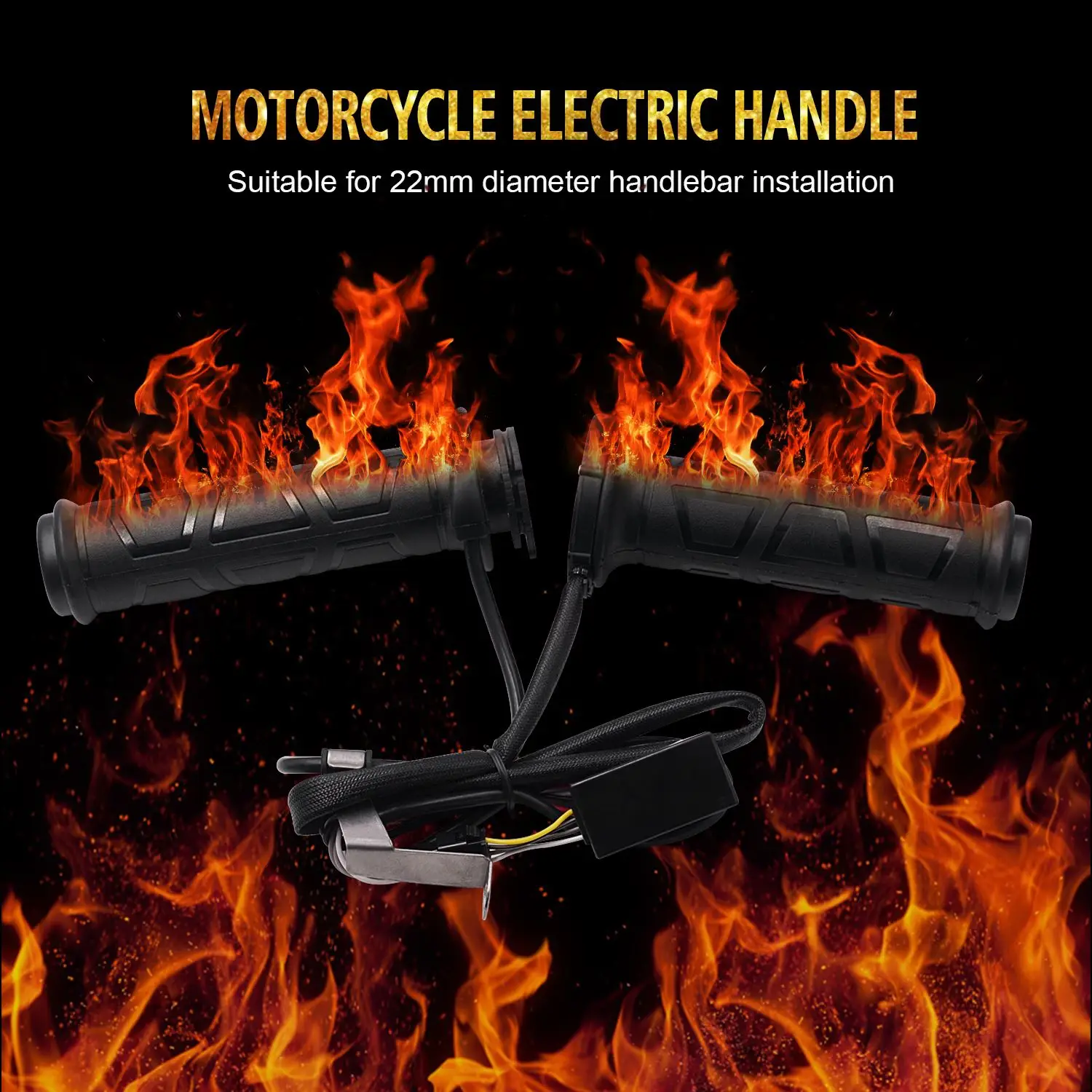 

Black 22mm Upgrade Adjustable Motorcycle Handlebar Electric Heated Handle Heating Grips Set Handlebar Warmer Grip Cover
