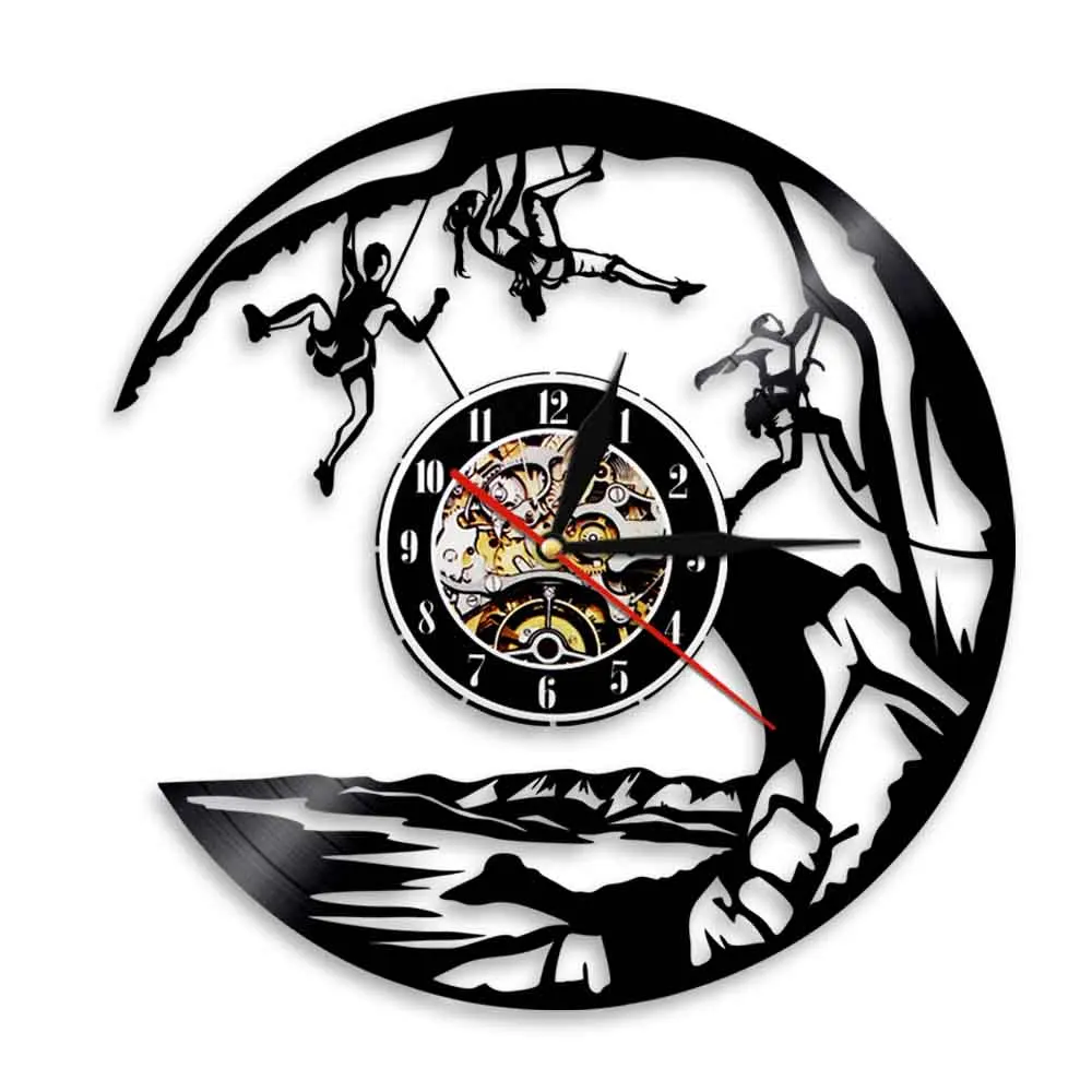 Rock Climbing Adventure Wall Clock Modern Design Art Home Decor Climb Vinyl Record Wall Clock Personality Living Room Decoration