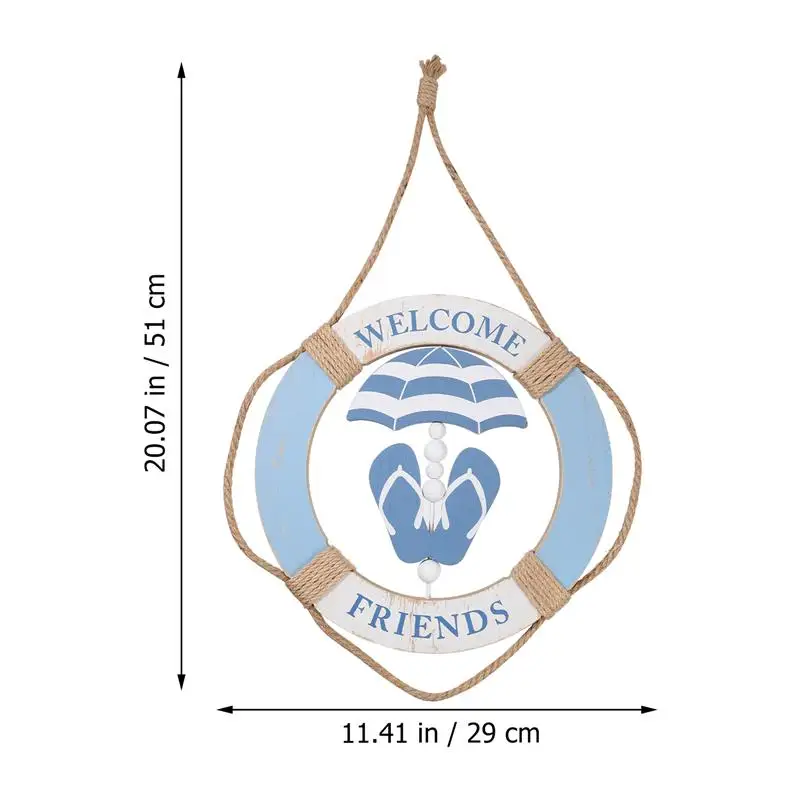 

Durable Distinctive Beautiful Practical Wooden Life Ring Wall Hanging Decor Door Ornament for Home