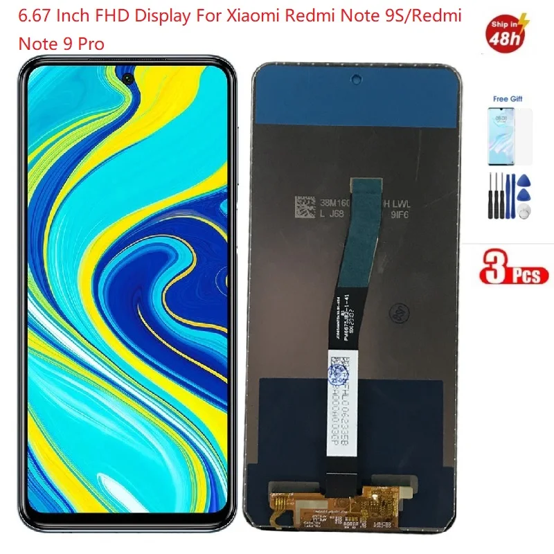 

3 шт. экран для Xiaomi Redmi NOte 9S NOTE 9S ЖК-дисплей сенсорный экран дигитайзер в сборе для Redmi Note 9 Pro Note9Pro LCD