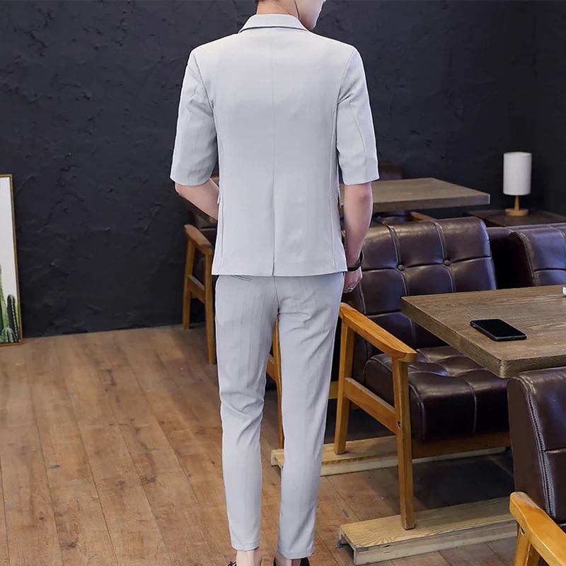 Мужской костюм мужские костюмы тонкий корейский Британский Стиль Летний мужской маленький повседневная