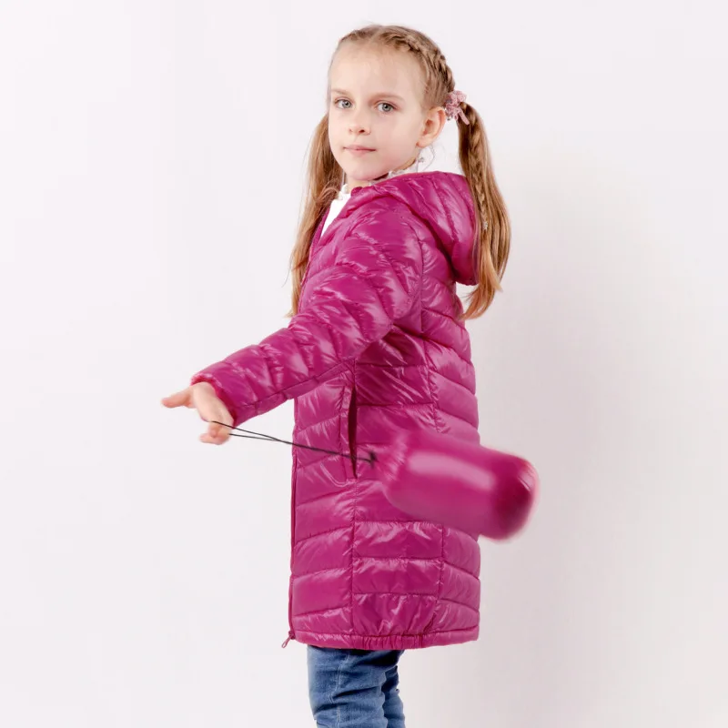 

Sundae Angel Girls Mid Long 90% White Duck Down Jacket Hooded Long Sleeve Boys Winter Coat Clothes Children's Outerwear Kids
