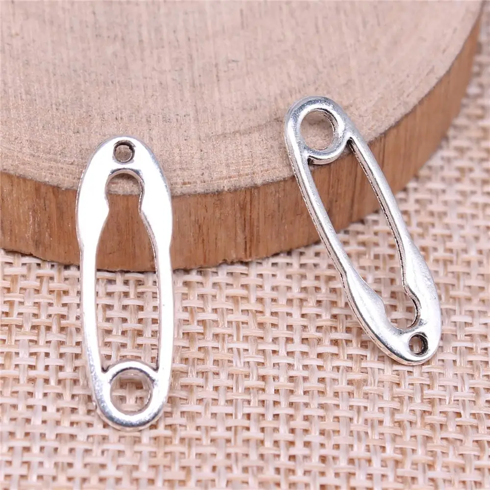 

Pin Charms For Jewelry Making Findings Handmade DIY Craft 40pcs Antique Silver Color 25x8mm