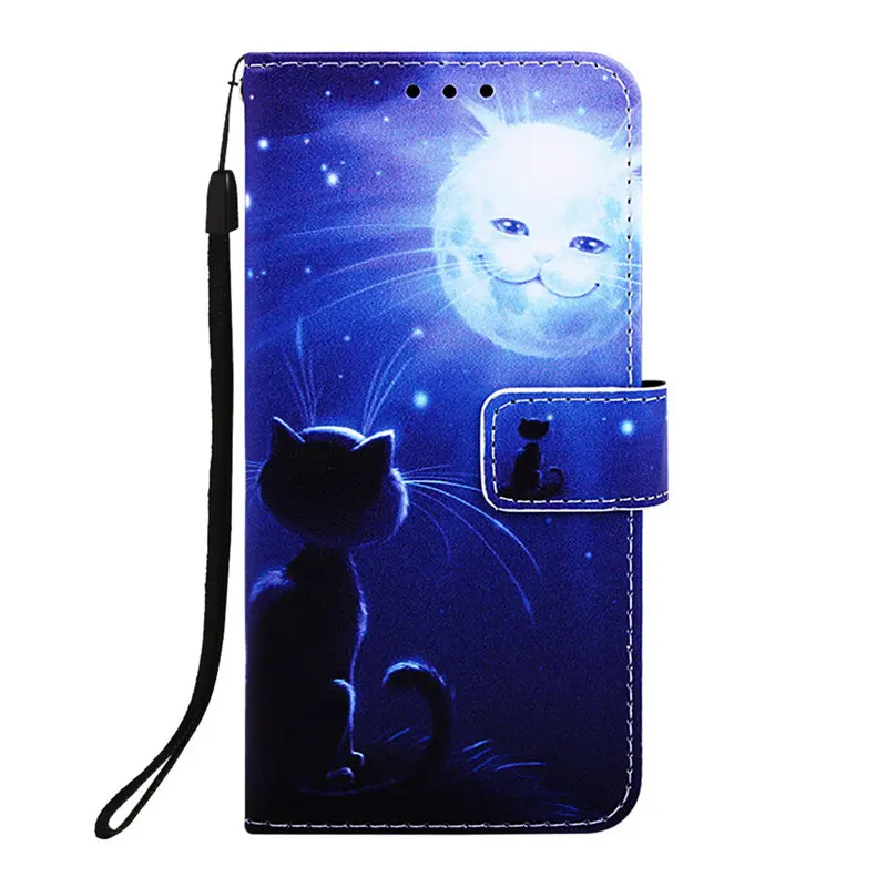 Cat And Sun Роскошный Винтажный чехол для телефона Apple iPhone 11 Pro Max X XS Max XR 5 5S 6 6S 7 8 Plus кожаный бумажник откидная крышка Coque D03D - Цвет: Cat And Sun
