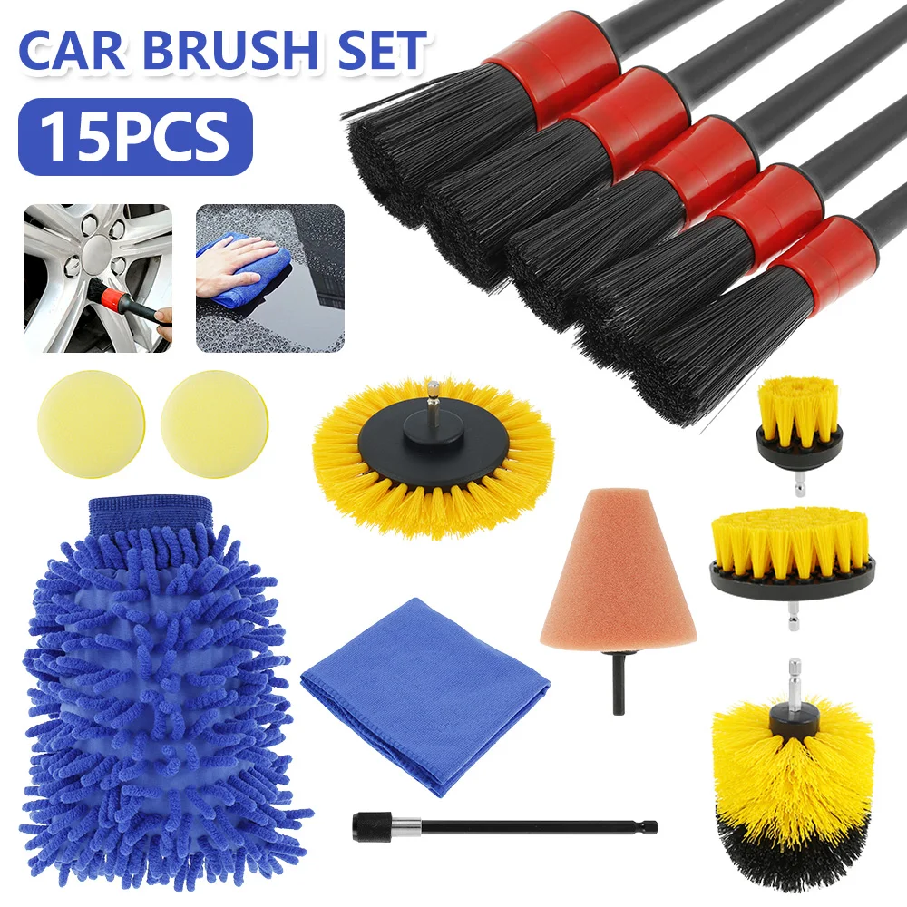 

15 Pcs Car Detailing Brush Set Car Wash Cleaning Brushes for Car Seat Cleaning for Car Air Vents Dashboard Tire