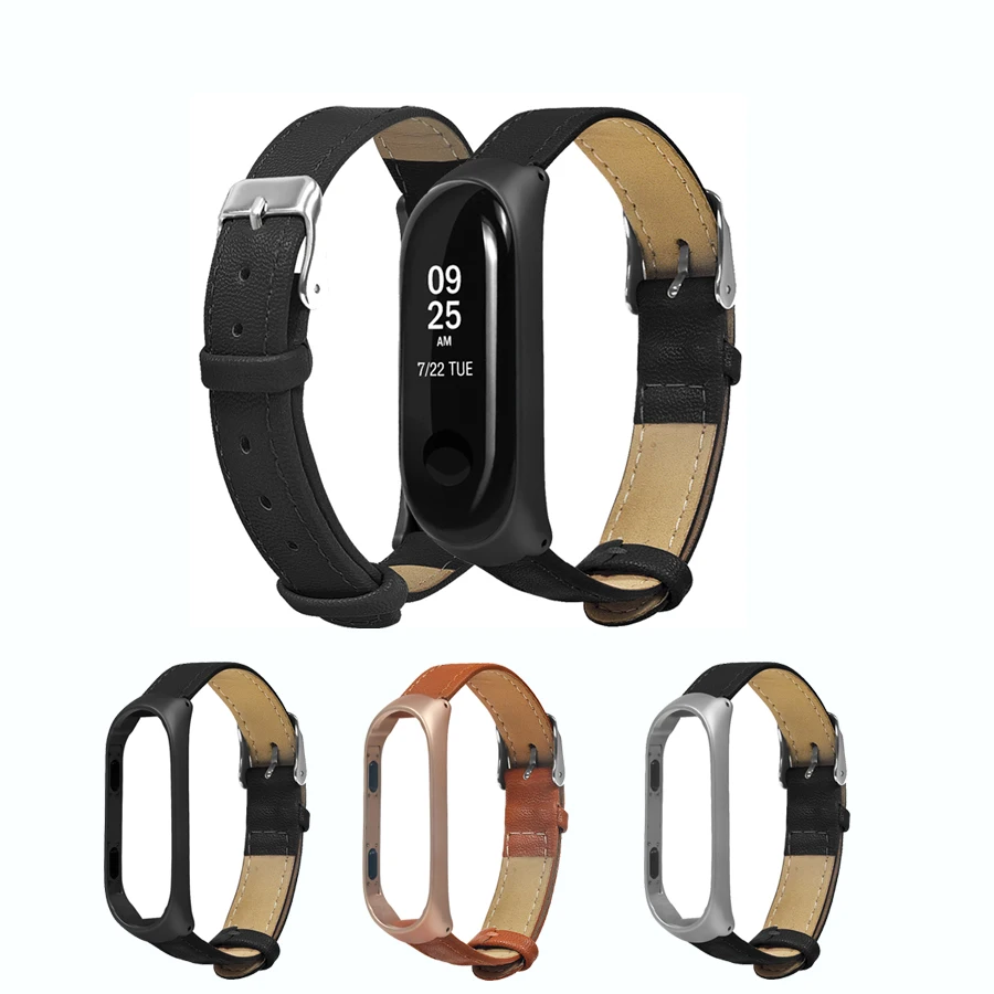Ремешок из натуральной кожи для Xiaomi Mi Band 3 браслет без винтов 3 Смарт-аксессуары 