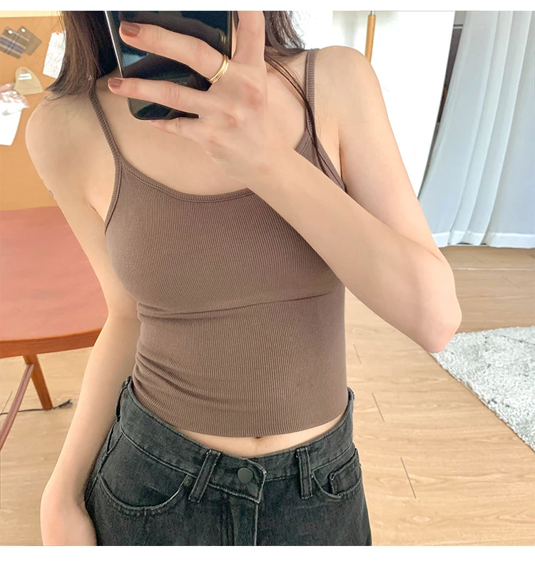 Топ женский облегающий без рукавов с U-образным вырезом 8 цветов | Женская одежда