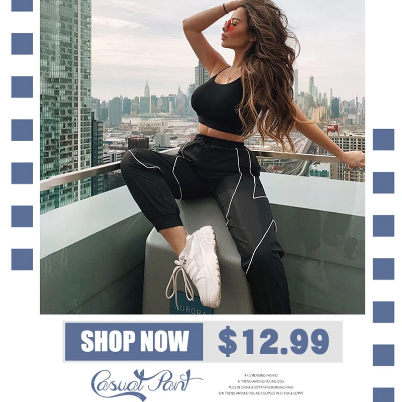 Rapwriter Повседневное Свободные Лоскутные Графический малышовые штаны Для женщин уличная стрейч Высокая талия шнурок брюки карго штаны с карманами