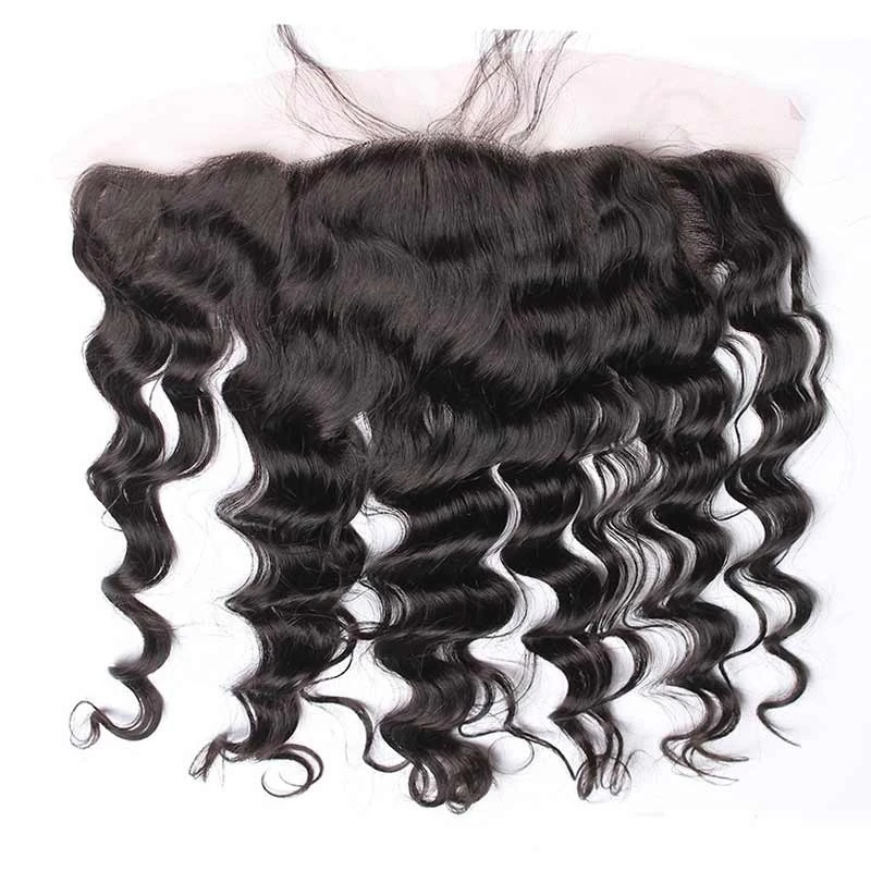 13x4 Human Hair Lace Frontal Loose Wave Pre-Plucked Hairline 130% Density Human Hair with Baby Hair Ear to Ear Lace Frontal