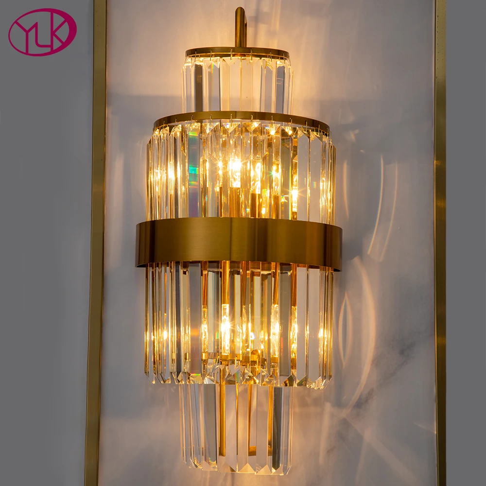 Золотой современный бра светильник для спальни роскошные хрустальные настенные