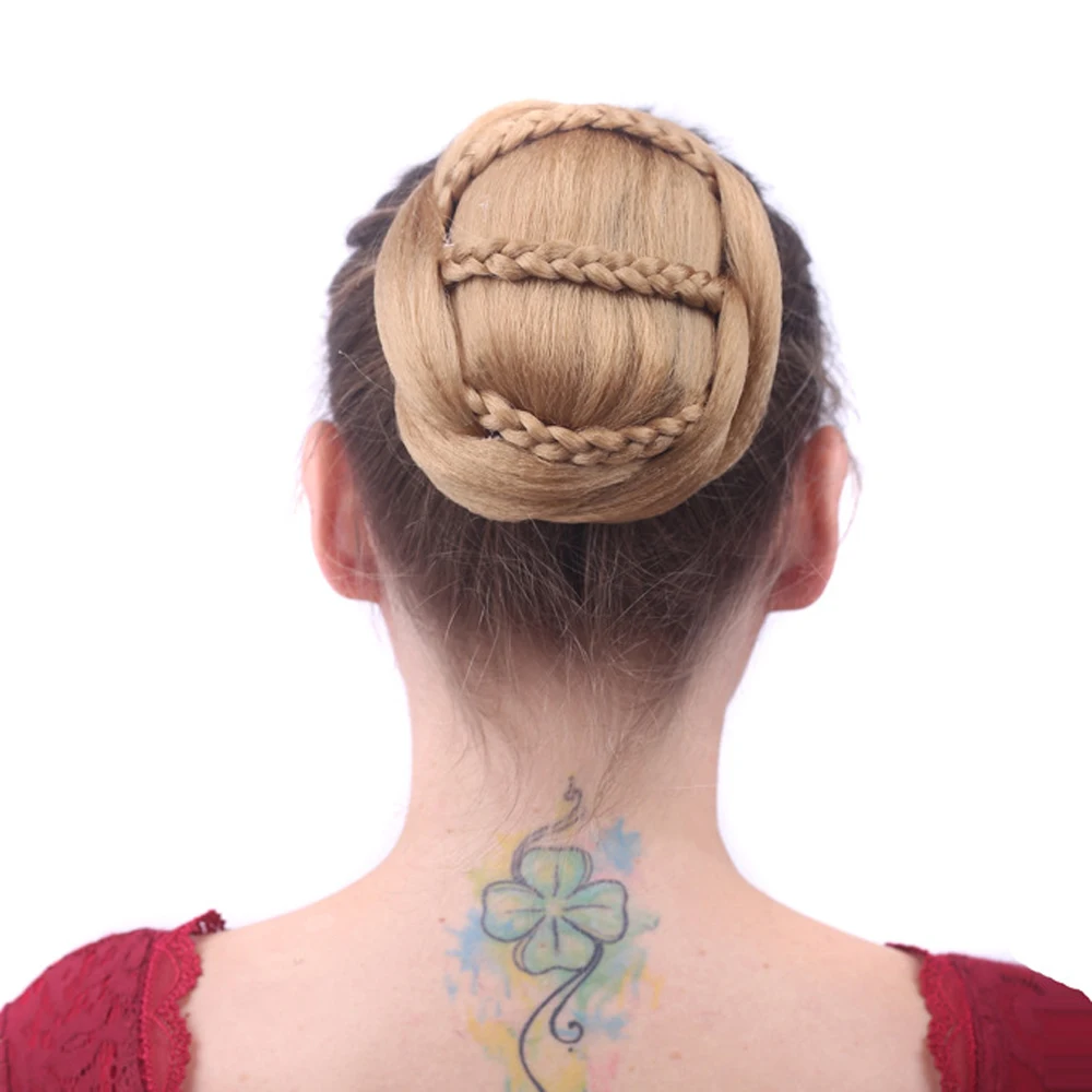 J121 Овальный пучок волос с небольшими косичками синтетический шиньон для
