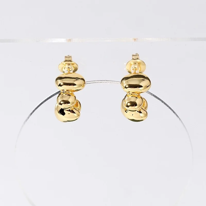 

C Shape Irregular Stud Earring 18K Gold Plated on Copper Fashion Jewelry for Women Party Wedding S925 Silver Ear Pin