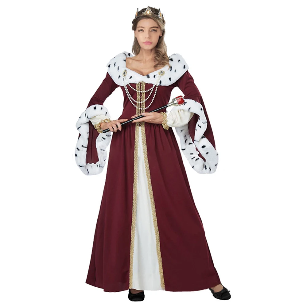 

Adult Victorian Gown For Women Sexy Queen Dress Gothic Gown Dresses Accessories Set Halloween Cosplay