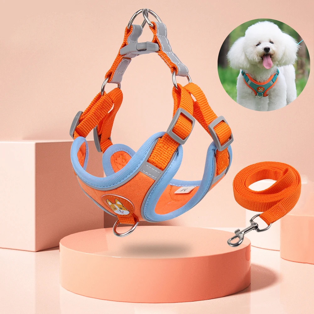 Регулируемая шлейка для собак не тянется милый щенок кошка мягкий поводок