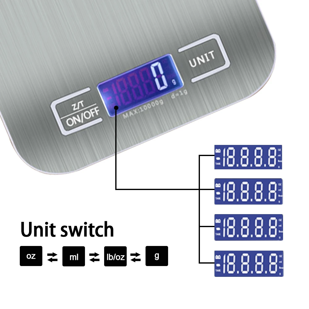 Многофункциональные кухонные весы из нержавеющей стали 5 кг/10 кг 1 г|Кухонные